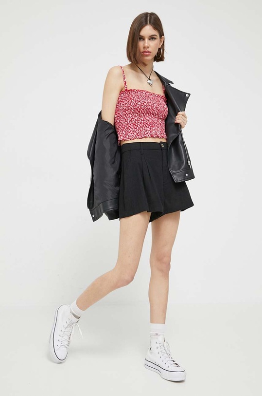 Hollister Co. szorty z domieszką lnu KI349.3220.900 czarny SS23