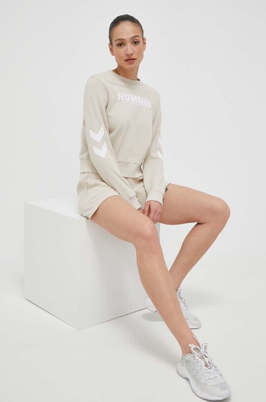 Bavlněné šortky Hummel hmlLEGACY WOMAN SHORTS 219478 béžová SS24