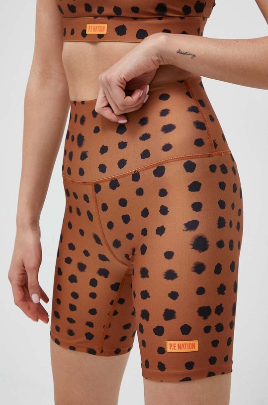 P.E Nation pantaloni scurți de antrenament Monterosa tricotaj maro 23PE2S014