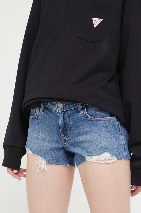 Hollister Co. pantaloni scurti jeans CURVY JEANS low albastru KI349.3224.276.
