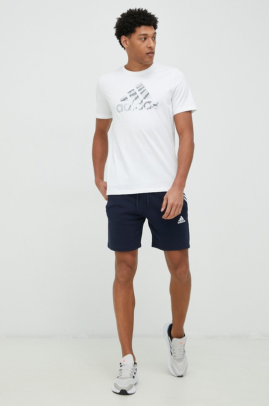 adidas szorty bawełniane Essentials IC9436 granatowy SS23