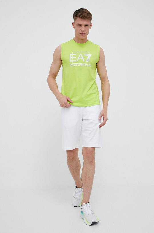 EA7 Emporio Armani szorty bawełniane 3RPS69.PJMHZ biały SS23