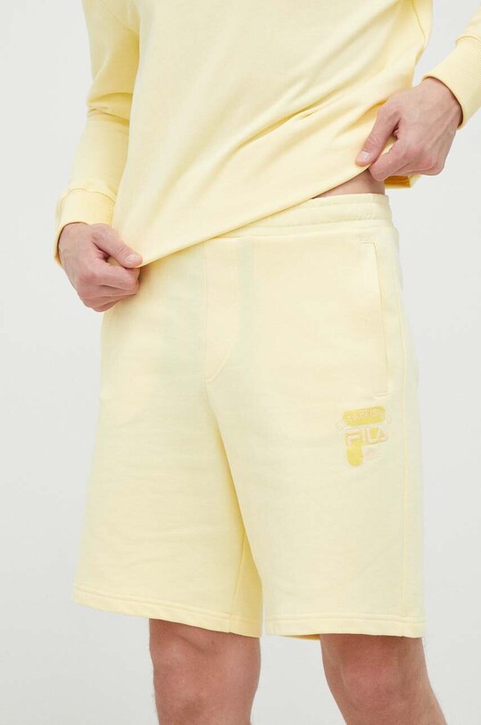 Fila pantaloni scurti din bumbac bumbac galben FAM0339