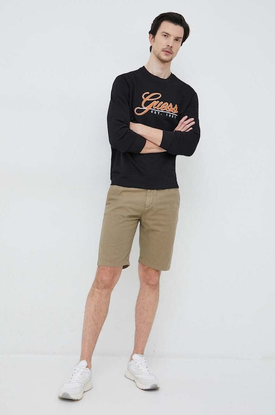 Guess szorty z domieszką lnu M3GD02.WFBX3 zielony SS23