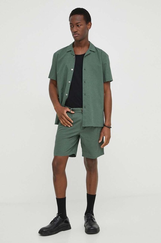 Лляні шорти Bruuns Bazaar Lino Germain BBM1551 зелений SS24