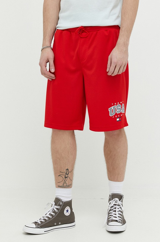Tommy Jeans pantaloni scurti tricotaj rosu DM0DM16329.PPYX