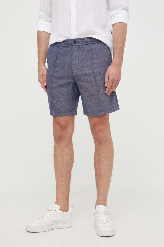 Michael Kors szorty lniane z elastanem granatowy CS330271T2