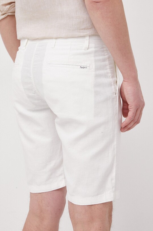 Odzież Pepe Jeans szorty z domieszką lnu Arkin PM800913.804 biały