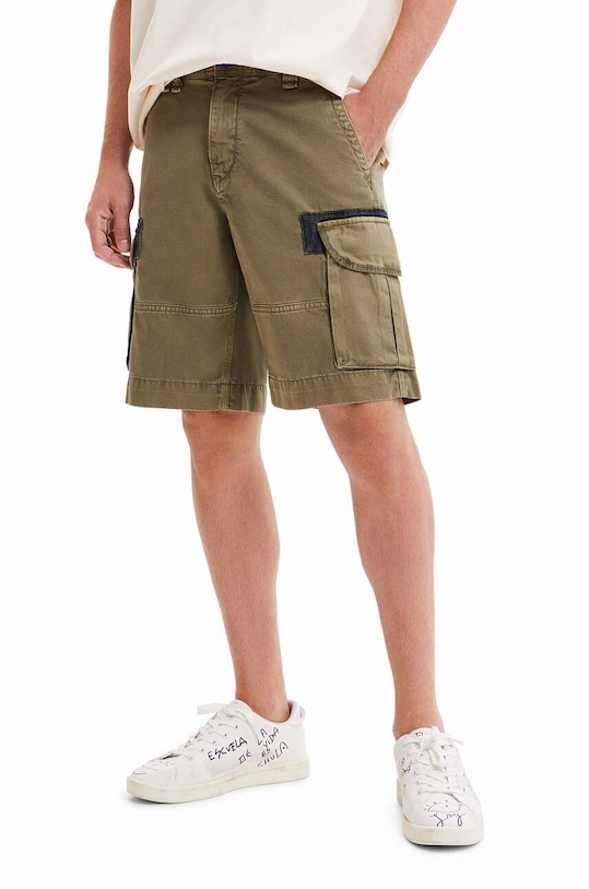 Desigual pantaloni scurti din bumbac bumbac verde 23SMPW04