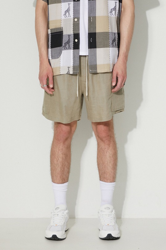 Corridor szorty lniane tkanina zielony DS0072.O