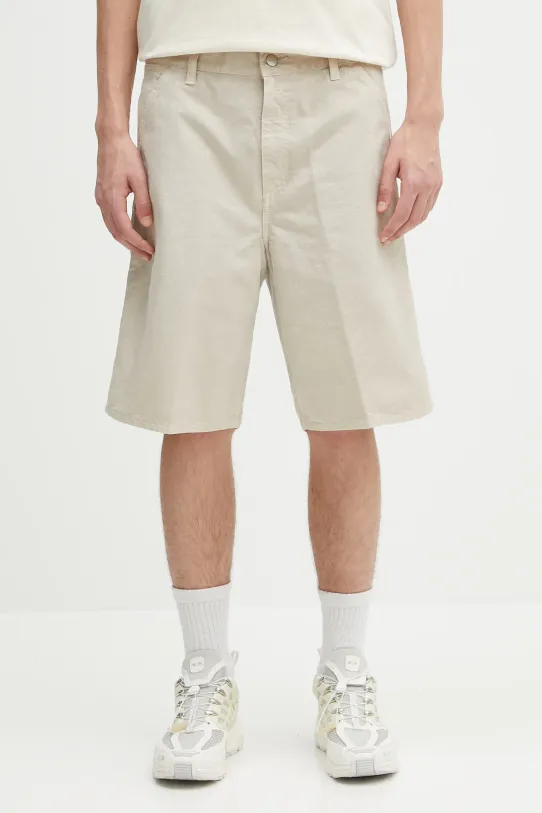Carhartt WIP szorty bawełniane Single Knee Short gładkie beżowy I031504.2LPGD