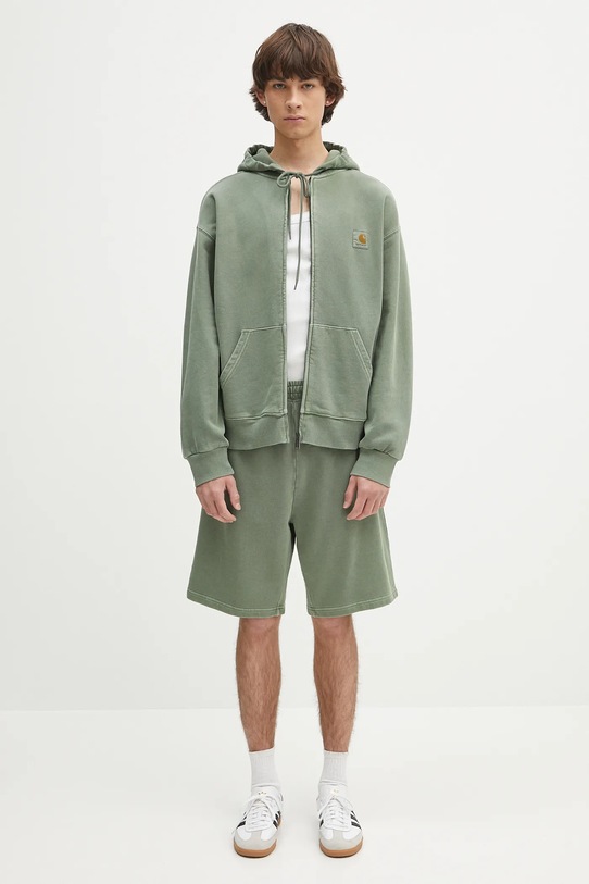 Памучен къс панталон Carhartt WIP Nelson Sweat Short I030130.1YFGD зелен