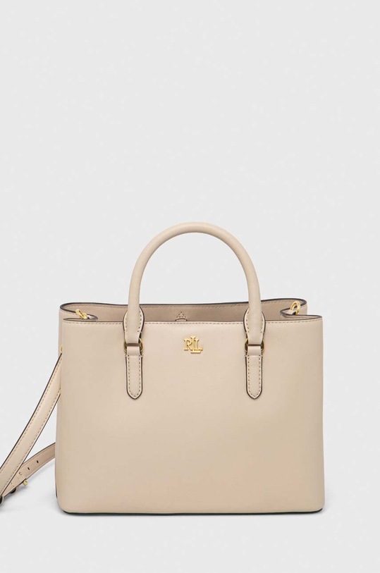 Lauren Ralph Lauren torebka skórzana skóra licowa beżowy 431876725