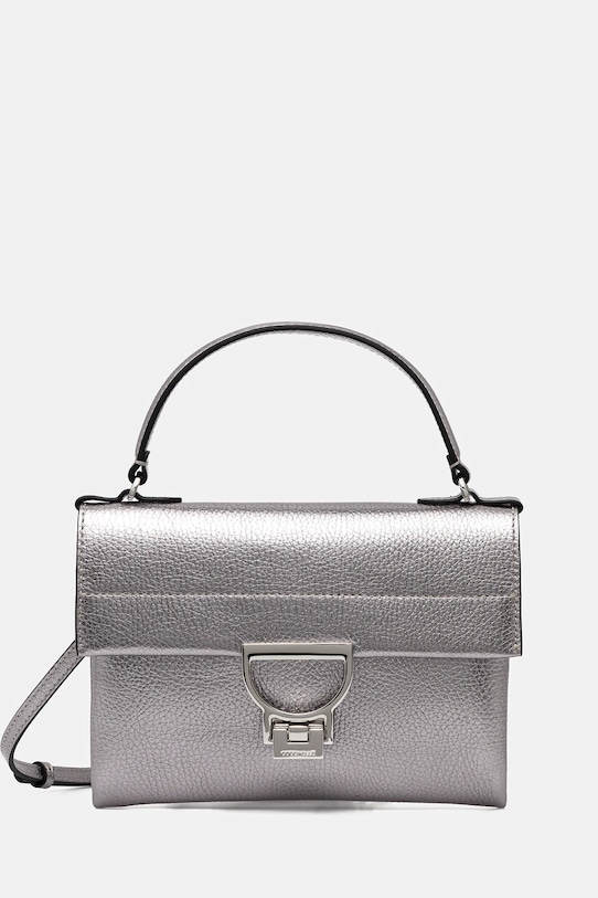 Coccinelle geantă de piele Arlettis uni argintiu E1.MD5.19.03.01