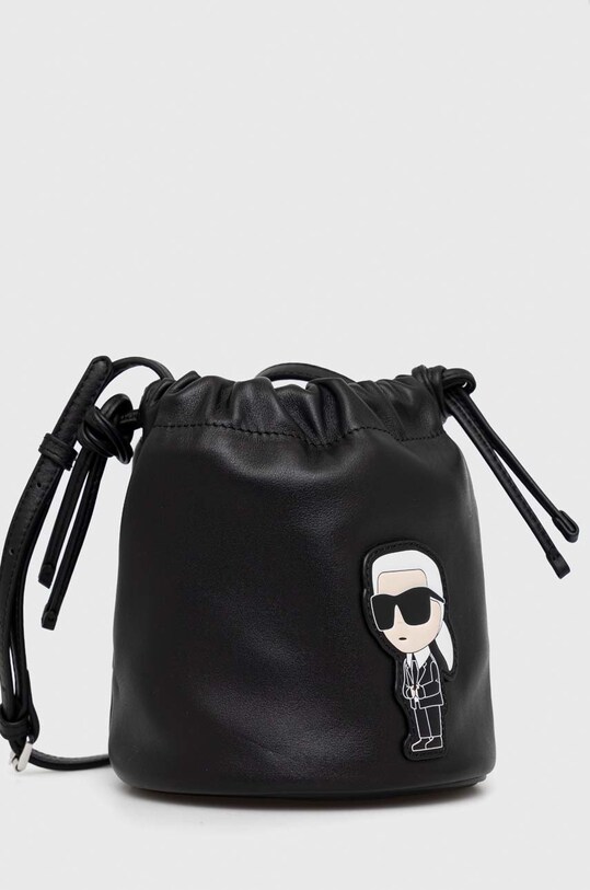 Kožená kabelka Karl Lagerfeld usňová koža čierna 230W3043