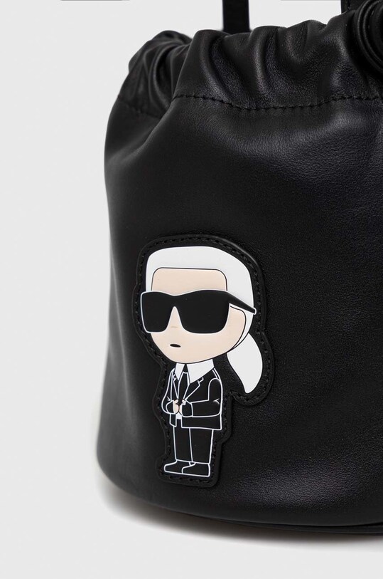 Kožená kabelka Karl Lagerfeld čierna 230W3043