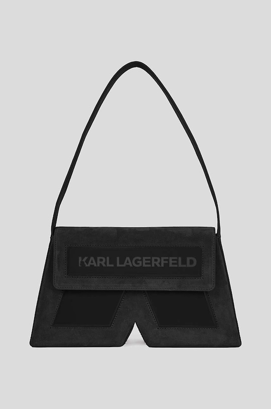 Semišová kabelka Karl Lagerfeld 230W3177 čierna