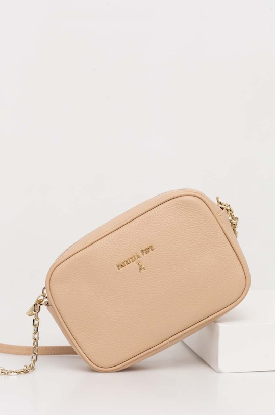 Kožená kabelka Patrizia Pepe přírodní kůže béžová CB0071.L001