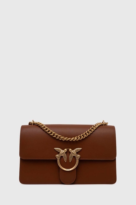 Kožená kabelka Pinko usňová koža hnedá 100941.A0F1