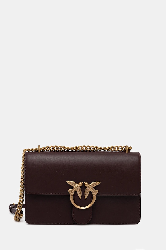 Pinko borsa a mano in pelle pelle fiore marrone 100941.A0F1