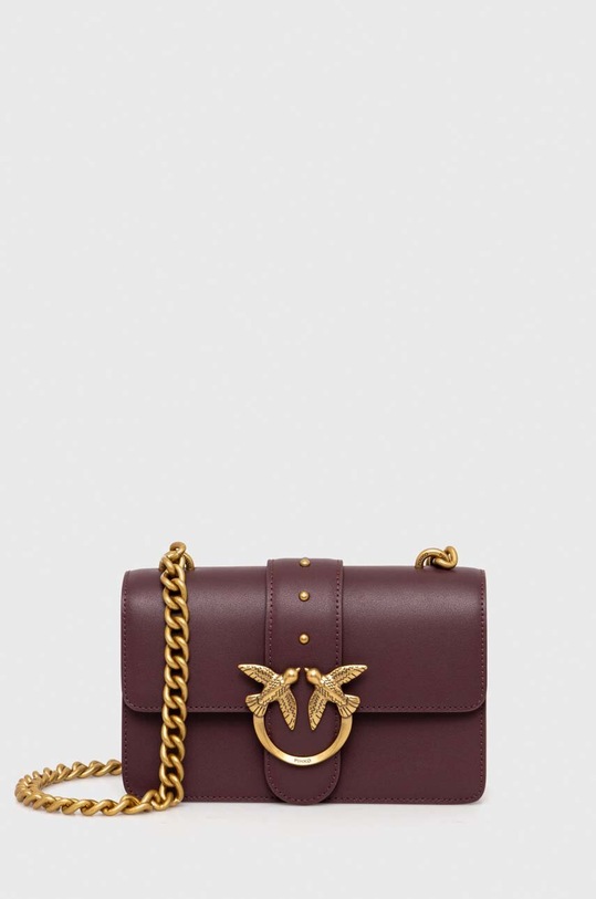 Pinko torebka skórzana nie mieści A4 brązowy 100058.A0F1