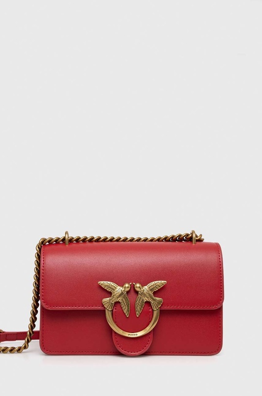 Pinko poșetă de piele uni rosu 100074.A0F1