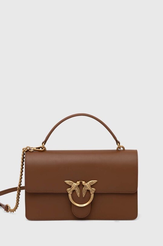 Pinko borsa a mano in pelle pelle fiore marrone 100072.A0F1
