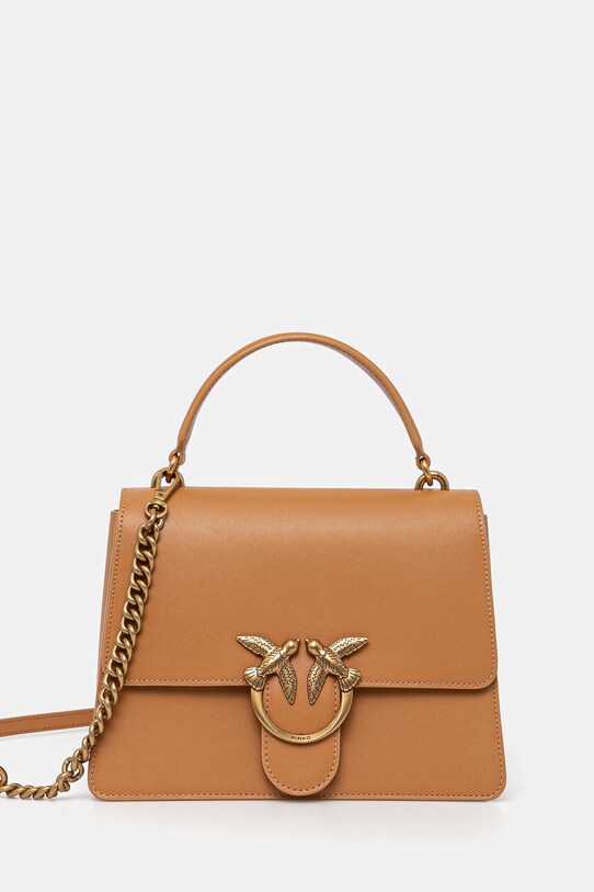 Pinko borsa a mano in pelle pelle fiore marrone 100066.A0F1
