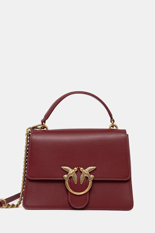 Δερμάτινη τσάντα Pinko λείο δέρμα μπορντό 100066.A0F1