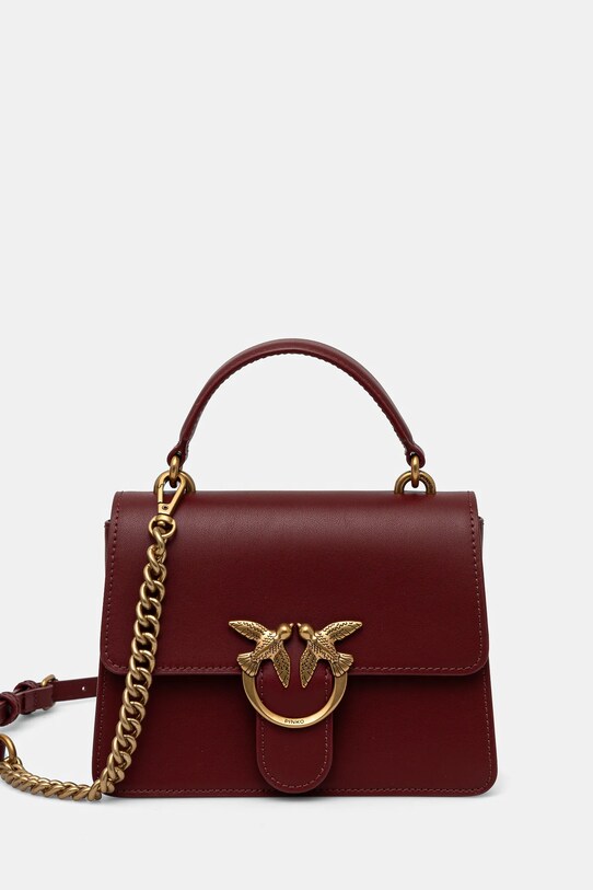 Pinko poșetă de piele uni burgundia 100071.A0F1