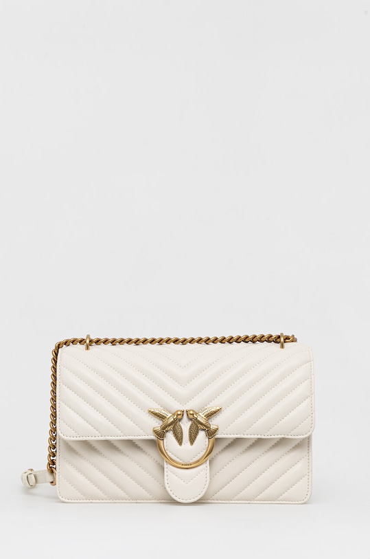 Kožená kabelka Pinko usňová koža biela 100941.A0GK