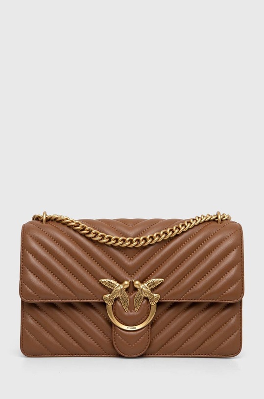 Кожаная сумочка Pinko аппликация коричневый 100941.A0GK