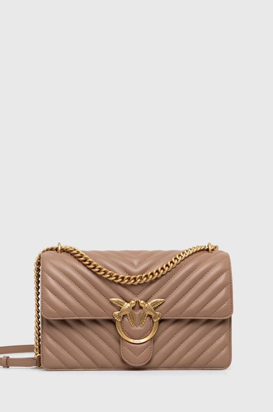 Кожаная сумочка Pinko аппликация коричневый 100941.A0GK