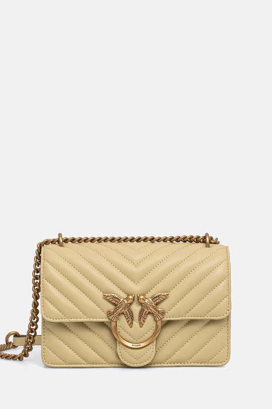 Δερμάτινη τσάντα Pinko απλικέ κίτρινο 100074.A0GK