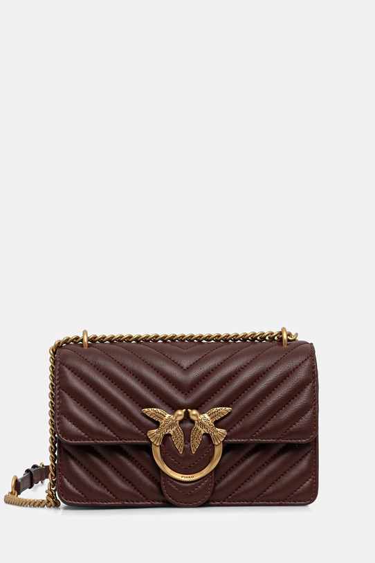Δερμάτινη τσάντα Pinko απλικέ μπορντό 100074.A0GK