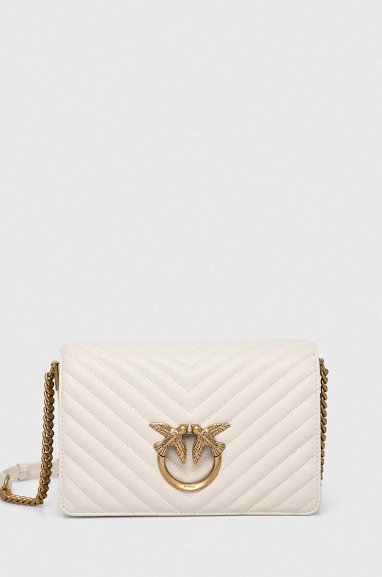 Кожена чанта Pinko гладка кожа бял 100063.A0GK