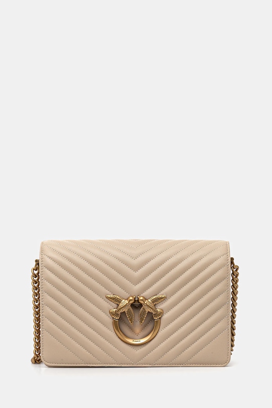 Kožna torba Pinko bez uzorka bež 100063.A0GK