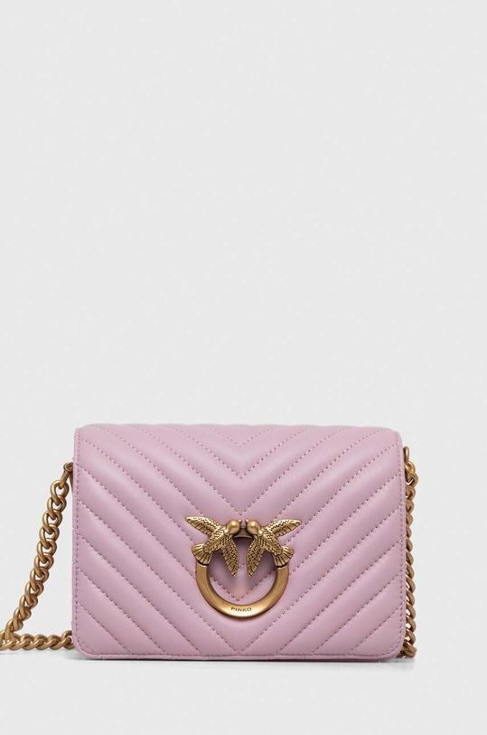 Pinko torebka skórzana nie mieści A4 różowy 100067.A0GK