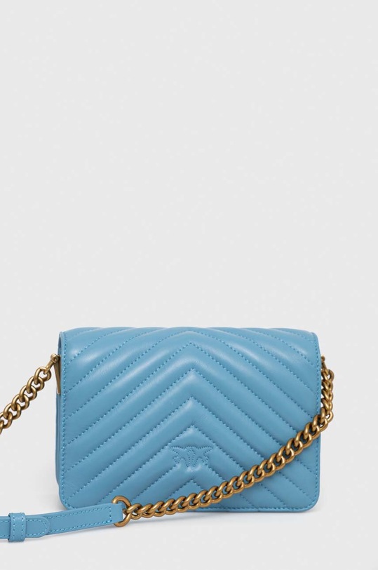 Kožená kabelka Pinko modrá 100067.A0GK