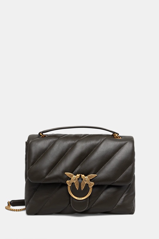 Δερμάτινη τσάντα Pinko λείο δέρμα καφέ 100037.A0F2