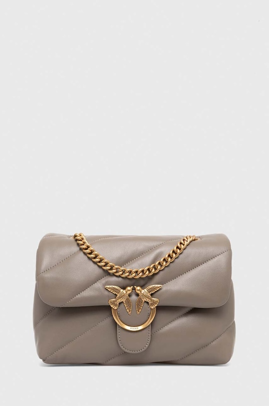 Kožená kabelka Pinko usňová koža sivá 100038.A0F2