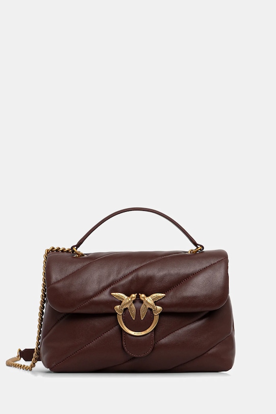 Δερμάτινη τσάντα Pinko λείο δέρμα μπορντό 100038.A0F2