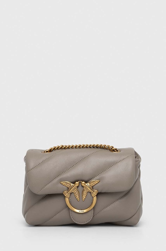 Kožna torba Pinko bez uzorka siva 100039.A0F2