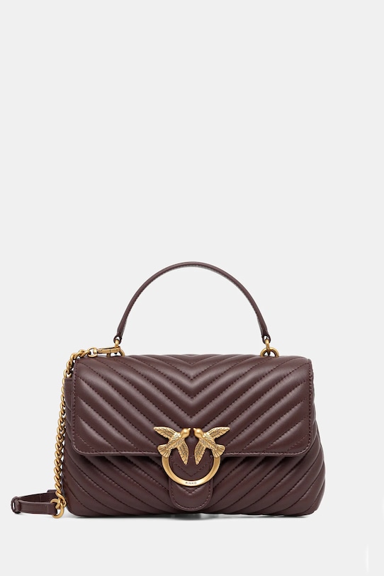 Шкіряна сумочка Pinko лицьова шкіра коричневий 100043.A0GK