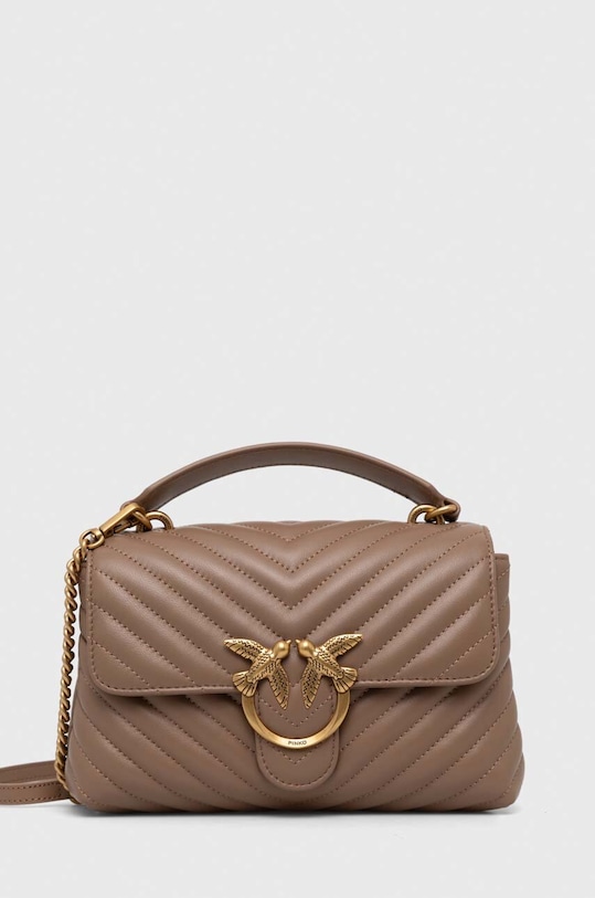 Pinko torebka skórzana skóra licowa brązowy 100044.A0GK