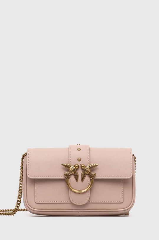 Δερμάτινη τσάντα Pinko λείο δέρμα ροζ 100061.A0F1