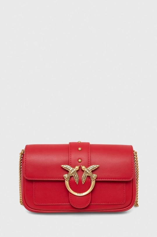 Δερμάτινη τσάντα Pinko λείο δέρμα κόκκινο 100061.A0F1