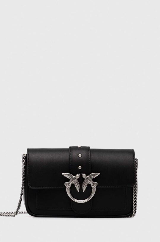 Pinko borsa a mano in pelle pelle fiore nero 100061.A0F1