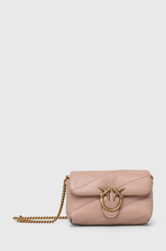 Δερμάτινη τσάντα Pinko λείο δέρμα ροζ 100041.A0F2