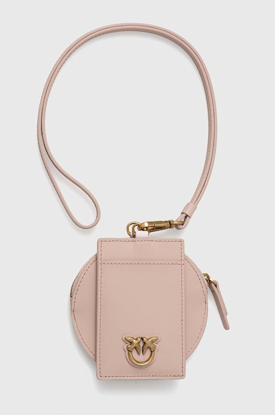 Pinko etui na karty skórzane drobny wzór różowy 100253.A0F1